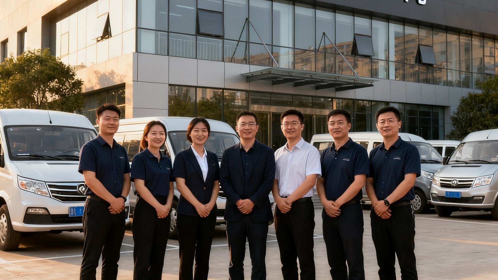 DB视讯西安区域服务中心正式挂牌运营，服务团队在办公新址前合影留念，背后可见公司标识和服务车辆。